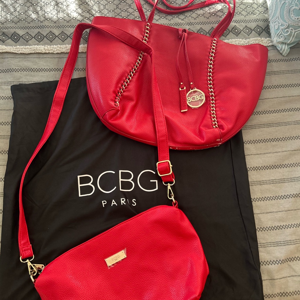 Bcbg Bold Red Shoulder Bag Set
